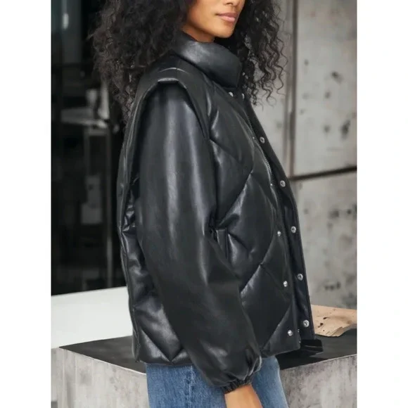 (60% OFF) PISTOLA Callista LEATHER FAUX QUILTEDJACKET/VEST BLACK MSRP $280 - Picture 4 of 10